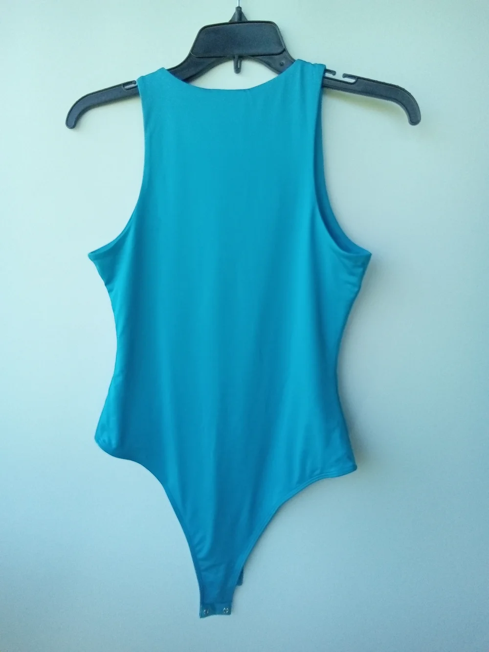 NWT GB Dillard's Turquoise Blue High Neck Sleeveless Thong Bodysuit Size M